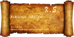Kubinyi Sára névjegykártya