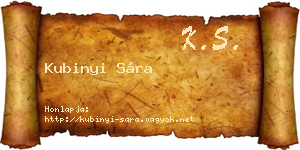 Kubinyi Sára névjegykártya