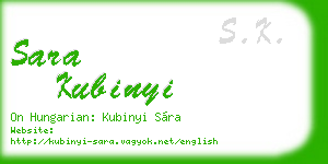 sara kubinyi business card
