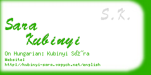 sara kubinyi business card